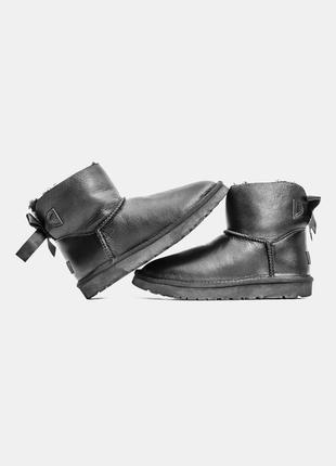 Угги ugg mini black leather bailey4 фото