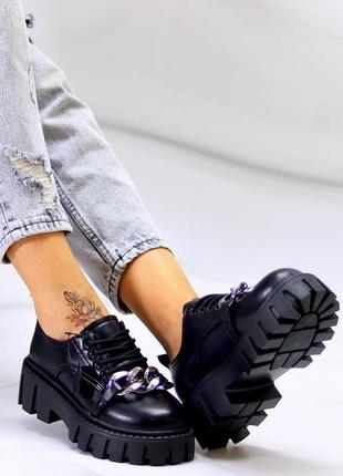 Красивые женские черные туфли violetta, натуральная кожа