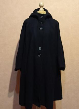 Жіноче пальто-пончо з капюшоном, 80% вовни (швеція).2 фото