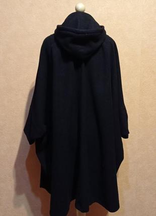 Женское пальто-пончо с капюшоном, 80% шерсти (швеция).6 фото