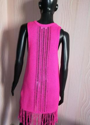 Платье неон розовое вязка бомба бахрома от англия бренд primark2 фото