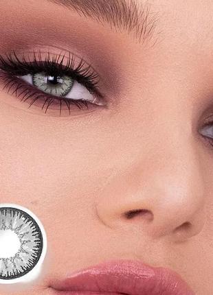 Сірі кольорові контактні лінзи для очей, чудове перекриття свого кольору + контейнер для зберігання