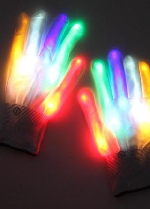 Світлодіодні рукавички білі resteq. рукавички світяться. рукавички які світяться, різнокольорові. led рукавички1 фото