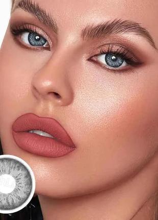 Сірі кольорові контактні лінзи для очей, чудове перекриття свого кольору + контейнер для зберігання