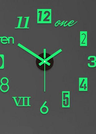 Настінний годинник світний у темряві цифри та написи колір салатовий diy зроби сам 40 см