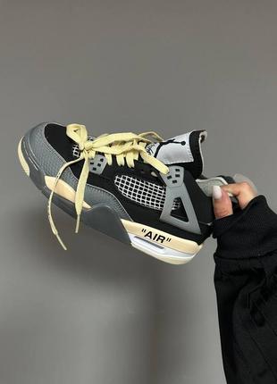 Кросівки nike air jordan retro 4 x off white “black / beige” premium6 фото