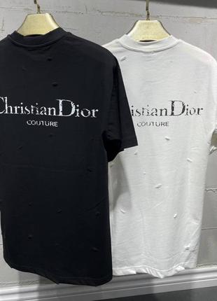 Футболка в стилі dior чорна біла котон