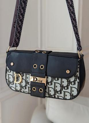Жіноча сумка крос-боді christian dior сірий колір сумка багет через плече4 фото
