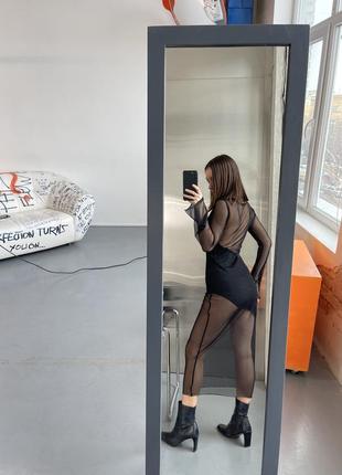 Відверта полупрозора сексі-сукня чорна для зйомки святкова