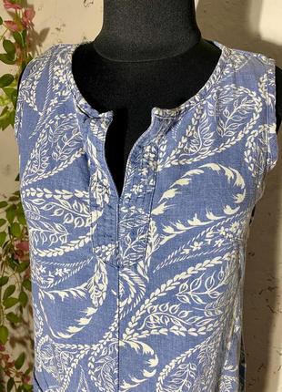 N3xt blue paisley print linen blend sleeveless shift dress - size 8 (s)6 фото