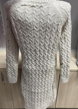 Тепле плаття з узором кольору льон(світло бежевий )8 фото