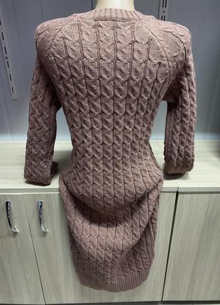 Теплое вязаное платье с узором цвета темная пудра 🥰🥰🥰4 фото