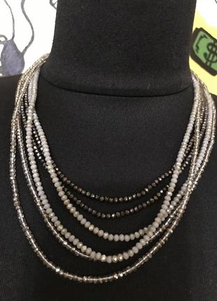 Намисто багаторядне чешське скло нове марковане