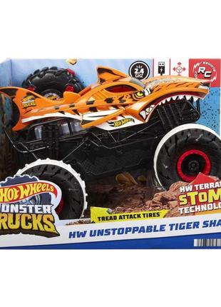 Монстр трак на радиоуправлении hot wheels rc monster trucks tiger shark