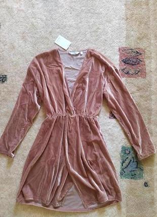 Пудровое бархатное платье от & other stories