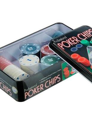 Набор фишек для покера, 100шт фишки с номиналом в металл коробке2 фото