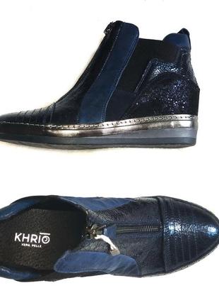 Кожаные сникерсы khrio италия на ногу 24-24,5 см кроссовки женские1 фото