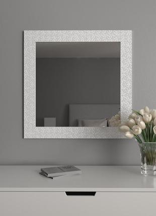 Дзеркало квадратне звичайне 96х96 настінне власного виробництва, дзеркало в білій рамі універсальне