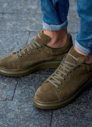 Чоловічі кросівки alexander mcqueen suede khaki (40-45)6 фото