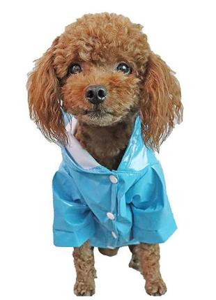 Блакитний дощовик resteq для собаки, розмір l. непромокальний дощовик блакитного кольору для собак. дощовик для свійських тварин2 фото