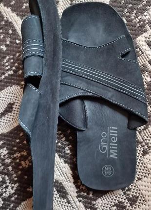 Фирменные итальянские кожаные шлепки gino miltelli,оригинал,абсолютно новые,размер 42,5-43,5.3 фото