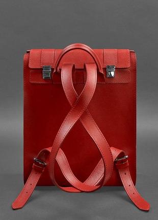 Рюкзак городской кожаный женский красный3 фото