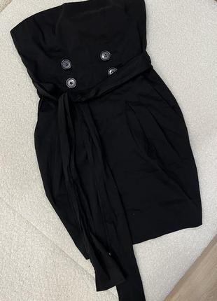 Черное мини платье с завязками