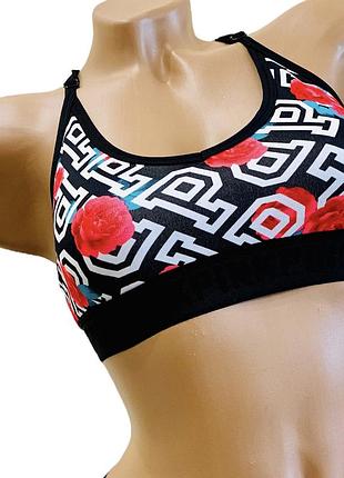Спортивный топ pink victoria’s secret sports bra black roses xs черный