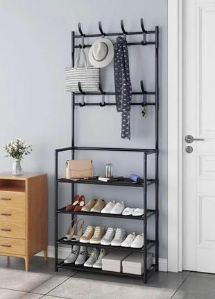 Універсальний вішак для одягу та взуття new simple floor clothes rack size 60x29.5x151 см колір чорний