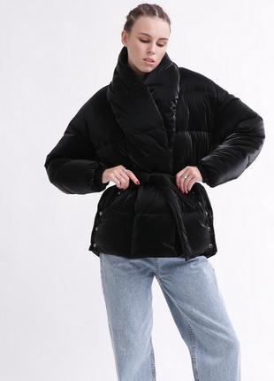 Женская зимняя короткая куртка черная <unk> 75999