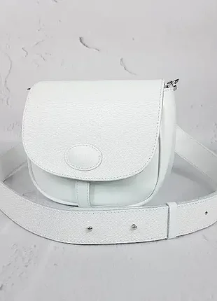 Сумка женская "римини" натуральная кожа, белая матовая с тиснением под рептилию