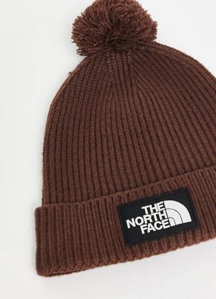 Шапка the north face box logo pom pom beanie