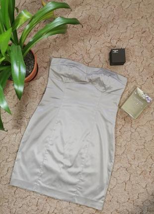 Sale🔥серебристое платье футляр (без бретелек)