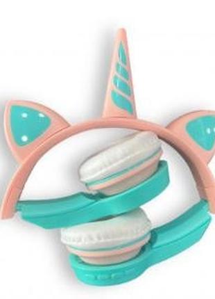 Наушники беспроводные накладные единорог-ушки led с картой памяти cxt 8m