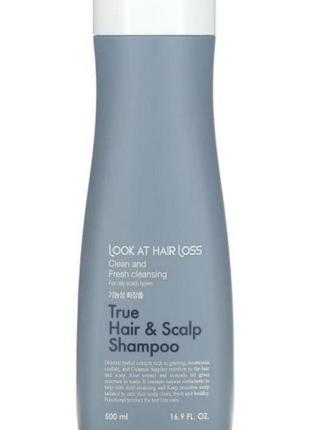 Зміцнювальний шампунь проти випадіння daeng gi meo ri look at hair loss true hair & scalp shampoo, 500 мл1 фото