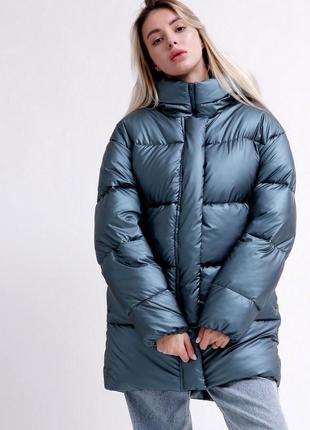 Женская теплая актуальная молодежная зимняя куртка пуховик оверсайз на еко пухе4 фото