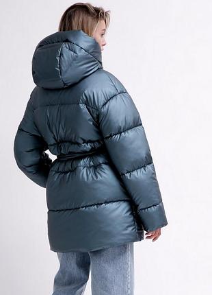 Жіноча тепла актуальна молодіжна зимова куртка пуховик оверсайз на еко пусі