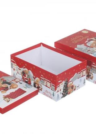 Набор новогодних подарочных коробок "новогодние мишки", l:43х34х16 см (комплект 18 шт)2 фото