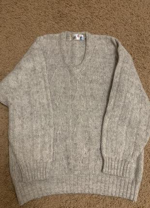 Новый вязаный мужской шерстяной свитер джемпер натуральная шерсть s/m