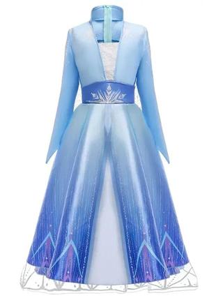 Платье принцессы эльзы голубое, сатин с орнаментом
