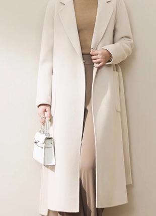 Двостороннє кашемірове пальто для жінок середньої довжини1 фото
