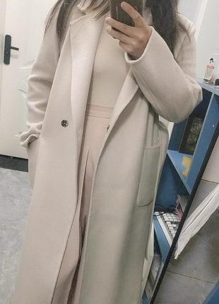 Двустороннее кашемировое пальто для женщин средней длины6 фото