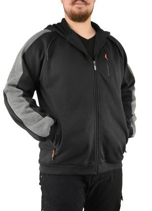 Толстовка мужская с капюшоном на молнии  кофта спортивная трикотажная черный m