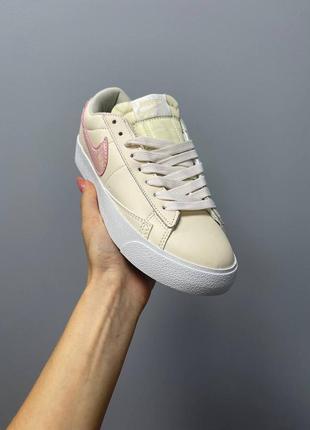 Крутые nike blazer low ‘77 vintage leather «glitter pink’1 фото