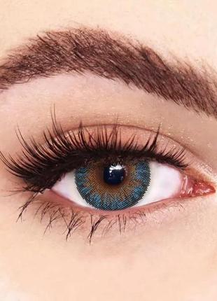 Синьо-карі кольорові контактні лінзи для очей, чудове перекриття свого кольору.  + контейнер для зберігання.