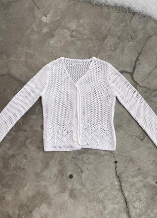 Y2k mesh cardigan blouse sweater vintage 00s knitwear5 фото