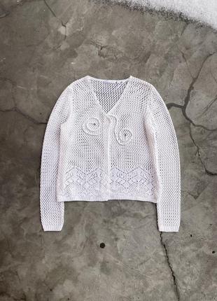 Y2k mesh cardigan blouse sweater vintage 00s knitwear4 фото