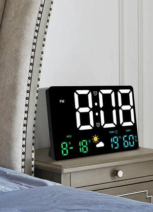 Большие настольные/настенные электронные led часы, будильник, календарь, термометр, гигрометр