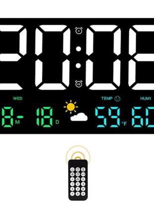 Большие настольные/настенные электронные led часы, будильник, календарь, термометр, гигрометр