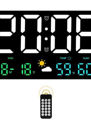 Великий настільний/настінний електронний led годинник, будильник, календар, термометр, гігрометр5 фото